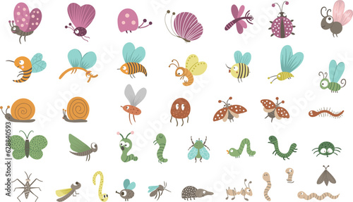 Funny Insects And Bugs Vector