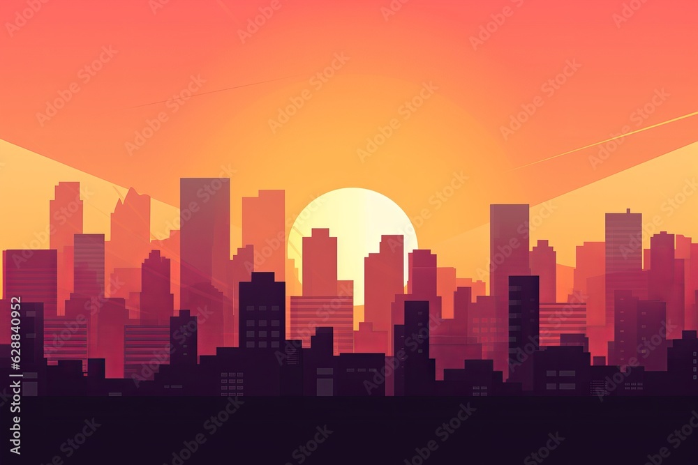 Sunset City Minimalist Background