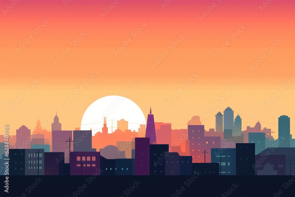 Fototapeta premium Sunset City Minimalist Background