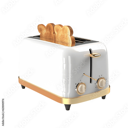 toaster with bread isolated on white