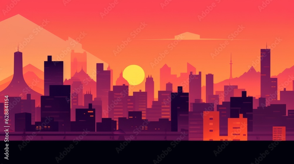 Sunset City Minimalist Background