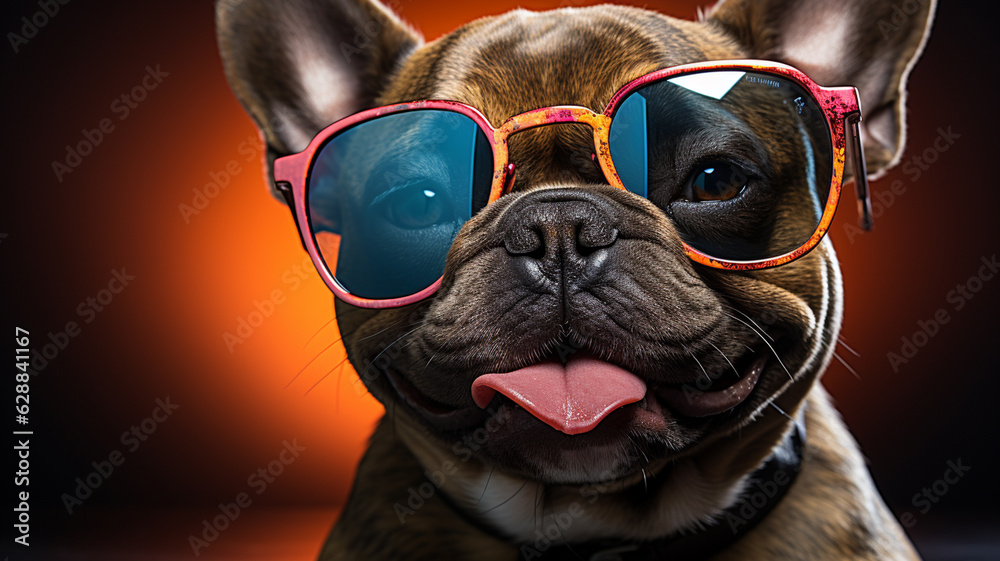 portrait of dog wearing sunglasses, sunglasses.generative ai