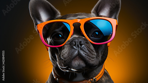 portrait of dog wearing sunglasses, sunglasses.generative ai © S...