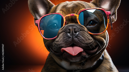 portrait of dog wearing sunglasses, sunglasses.generative ai