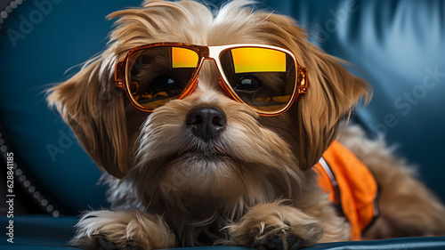 portrait of dog wearing sunglasses, sunglasses.generative ai