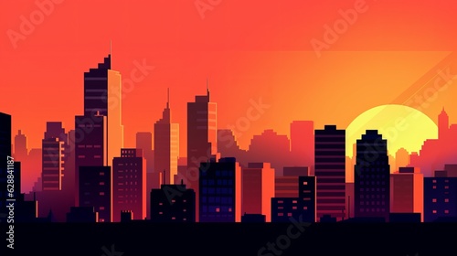 Sunset City Minimalist Background