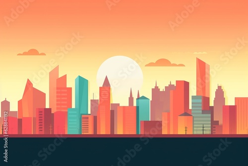 Sunset City Minimalist Background