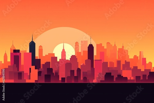 Sunset City Minimalist Background