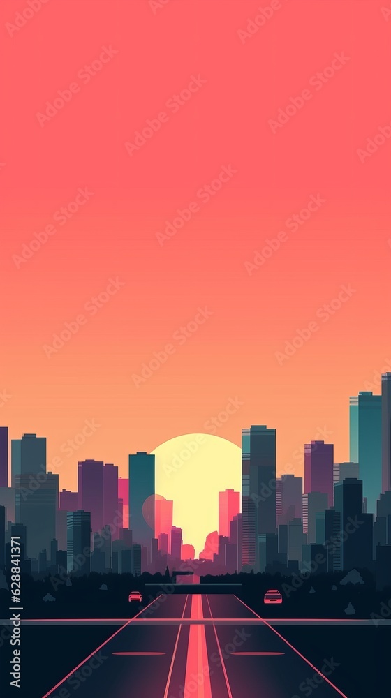Sunset City Minimalist Background Sunset City Minimalist Background