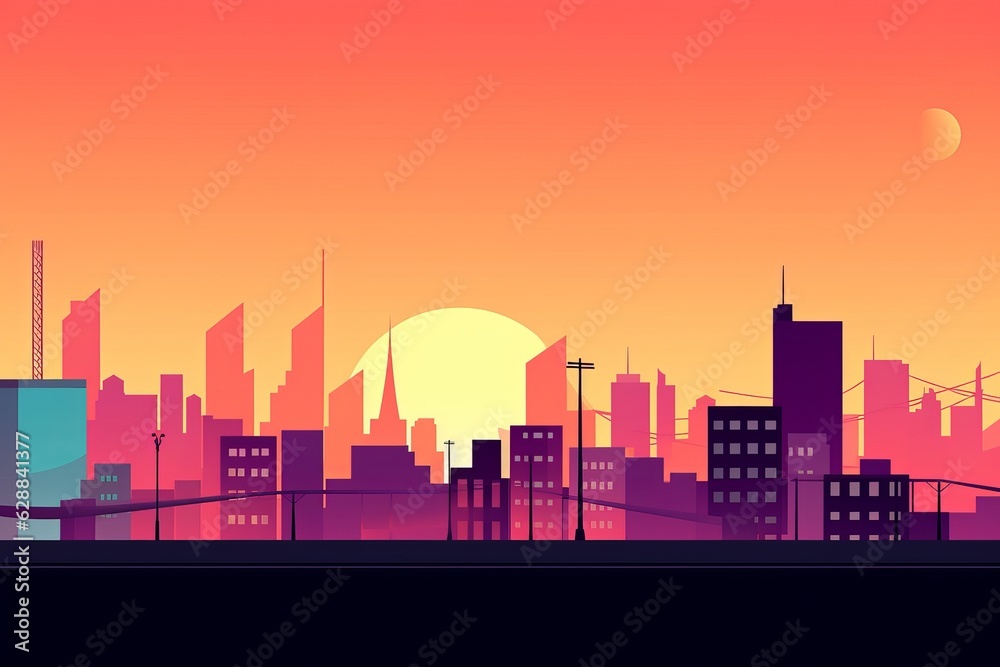 Fototapeta premium Sunset City Minimalist Background