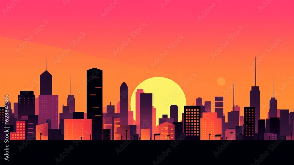 Fototapeta premium Sunset City Minimalist Background