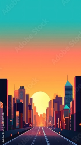 Sunset City Minimalist Background