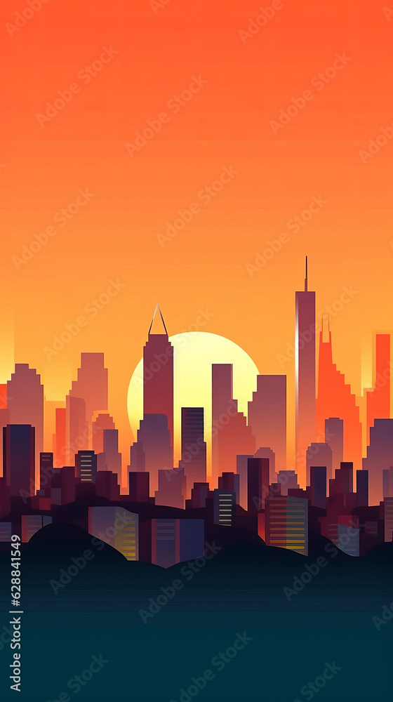 Sunset City Minimalist Background