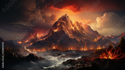 illustration of the beautiful mountain landscape.generative ai