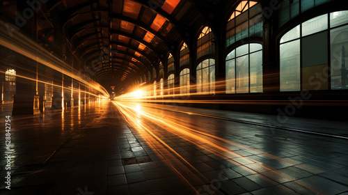 sunset light in a tunnel with a road