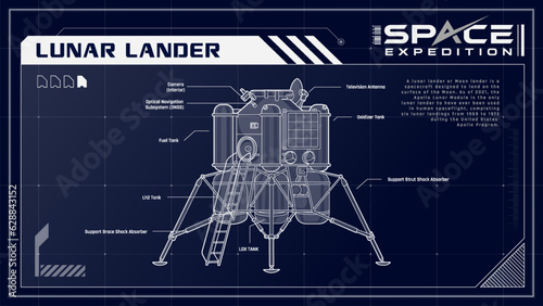 Lunar Lander Bridging Humanity to the Moon a Fascinating Spacecraft -A Space Expedition Series Infographics Vector Illustration design