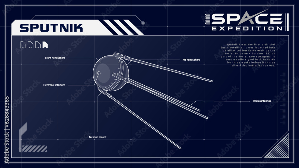 Sputnik the First Artificial Satellite of Earth Landmark in Space