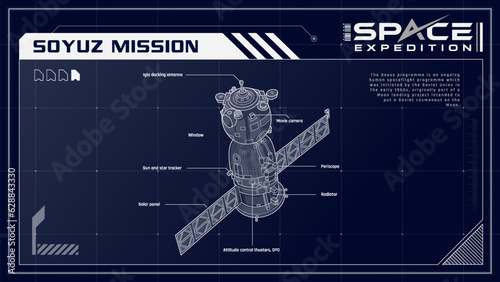Soyuz Mission Spaceflight Programme a Legacy of Human Space Exploration - A Space Expedition Series Infographics Vector Illustration design