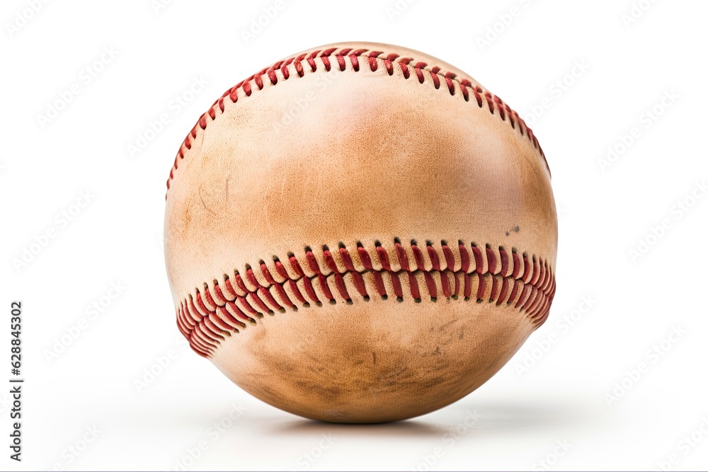 Baseball Isolated on White Background with Clipping Path - Colorful Sports Photo with Nobody: Generative AI Baseball Isolated on White Background with Clipping Path - Colorful Sports Photo with Nobody: Generative AI