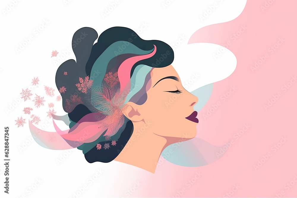 Vibrant Dreamy Female Profile Graphic Design Background Vibrant Dreamy Female Profile Graphic Design Background