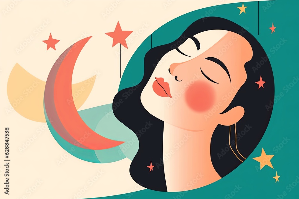 Vibrant Dreamy Female Profile Graphic Design Background