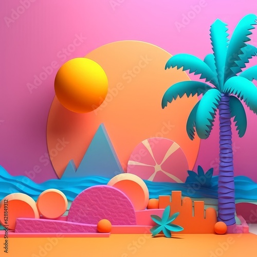 Vibrant Summer Themed 3D Abstract Background