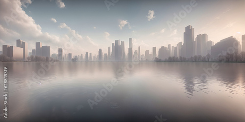 Panoramic view of futuristic morden city skyline. 