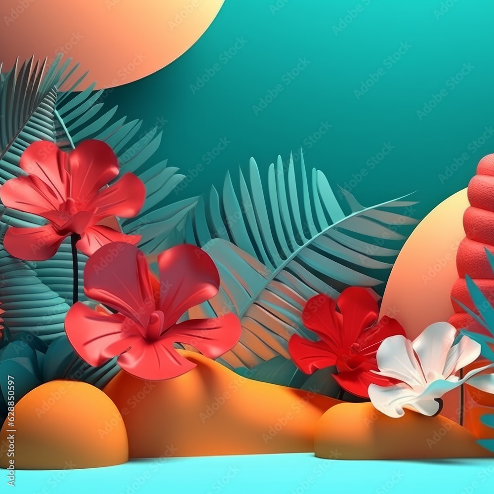 Obraz premium Vibrant Summer Themed 3D Abstract Background