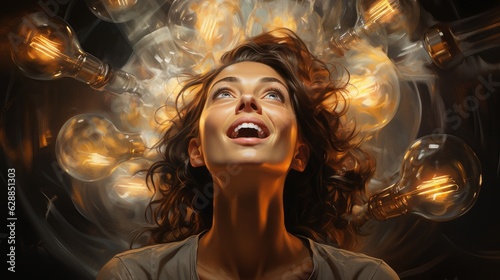 woman light bulb idea photo