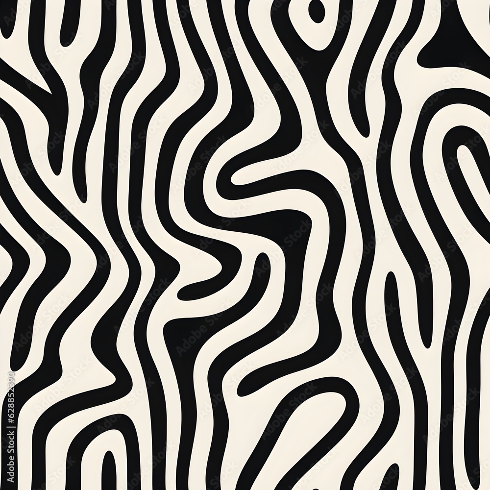 black and white seamless pattern,zebra,line,AI generated
