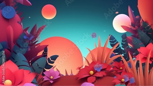 Vibrant Summer Themed 3D Abstract Background