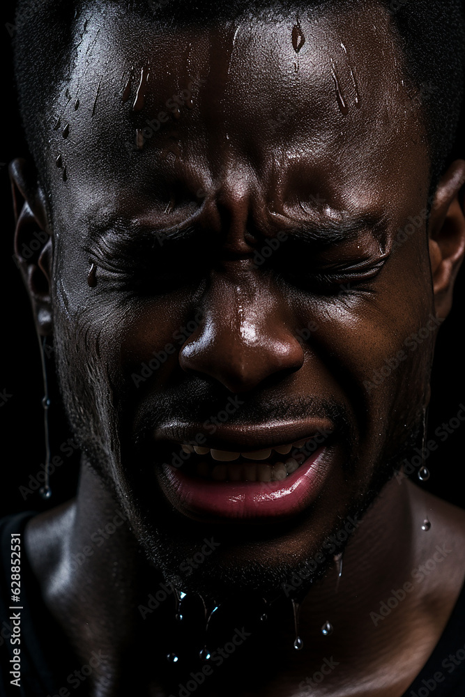 a black man crying