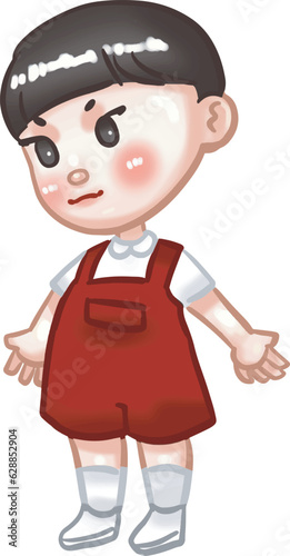 cute chibi student boy red uniform