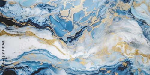 Blue and gold marble stone texture. Abstract luxury texture may used as background. Generative AI