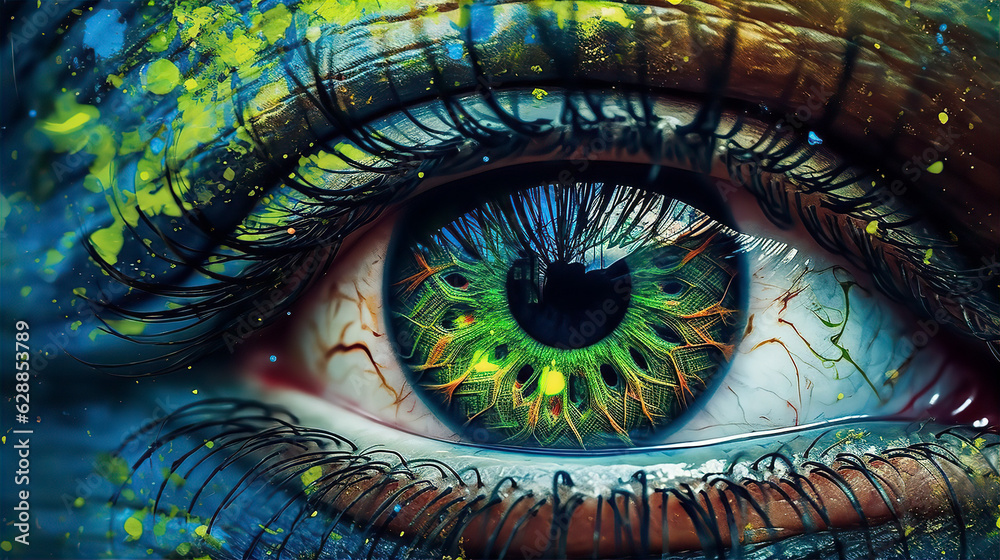 Eye colorful stare iris - AI Generated