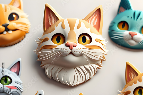 cat, cat picture, cat picture, cat sticker, animal sticker, cat emoticon, cute cat, animal emoticon, presentation, Illustration. Generative AI