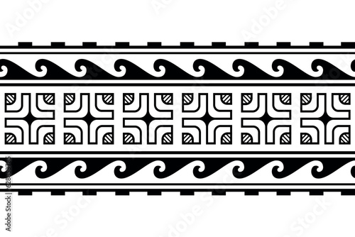 Maori polynesian tattoo bracelet. Tribal sleeve seamless pattern vector. Samoan border tattoo design fore arm or foot. Armband tattoo tribal. band fabric seamless ornament isolated on white background