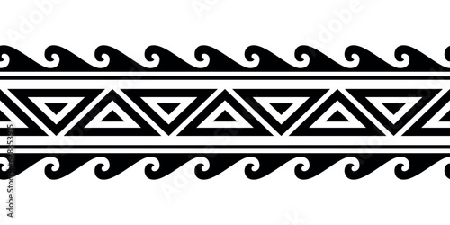 Maori polynesian tattoo bracelet. Tribal sleeve seamless pattern vector. Samoan border tattoo design fore arm or foot. Armband tattoo tribal. band fabric seamless ornament isolated on white background