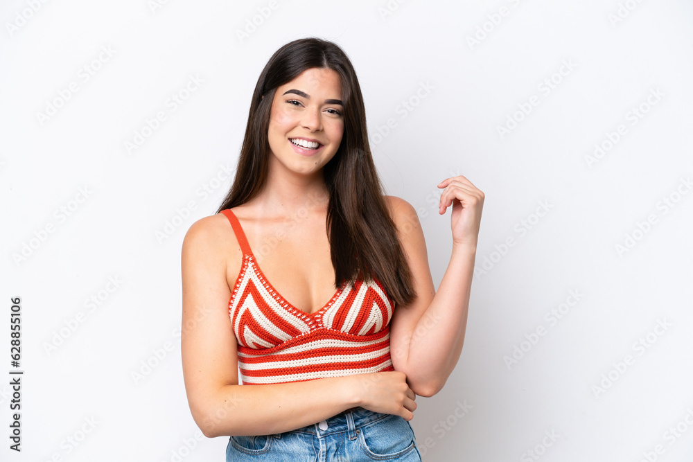 Young Brazilian woman isolated on white background laughing Young Brazilian woman isolated on white background laughing