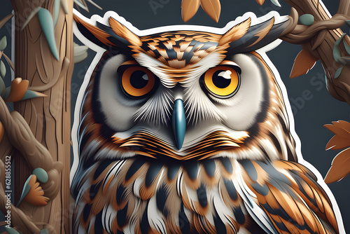 Owl, owl picture, owl picture, owl emoticon, animal picture, Illustration. Generative AI