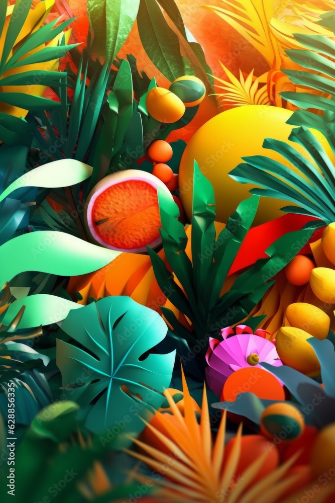 Fototapeta premium Vibrant Summer Themed 3D Abstract Background