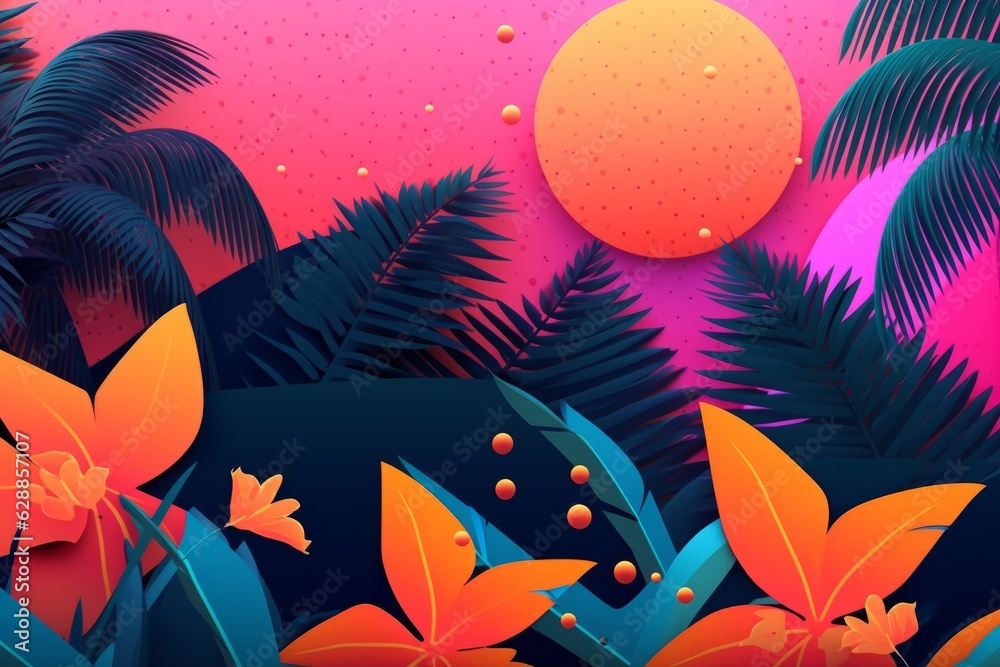 Vibrant Summer Themed 3D Abstract Background