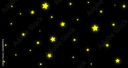 4k yellow orange twinkling stars on transparent background ( Alpha channel) Cartoon animation. Childish design style. Animated looping pattern. Twinkle golden little stars. Seamless looping. Night 