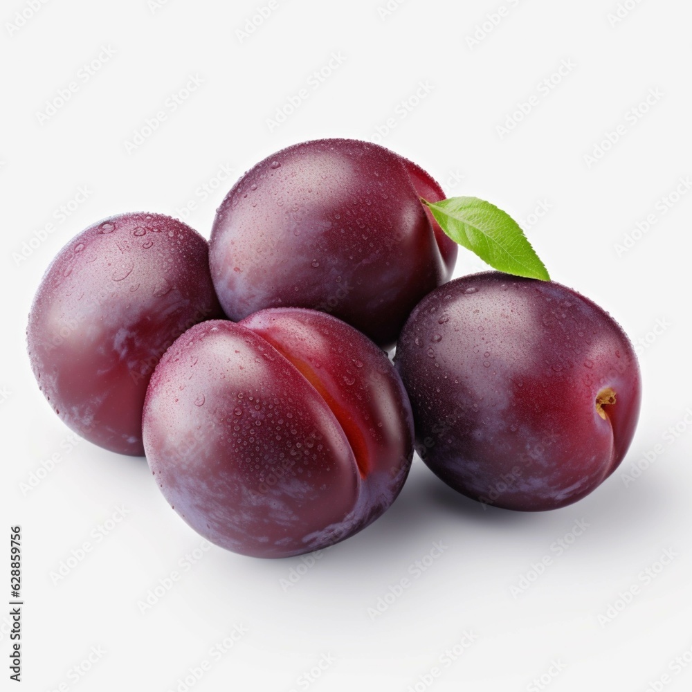Plums isolated on white background with clipping path and full depth of field