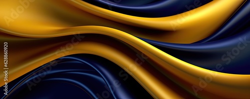 Abstract Material with 3D Wave Bright Gold and Navy
