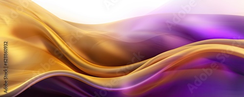 Abstract Background with 3D Wave Bright Gold and Purple 