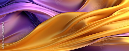 Abstract Background with 3D Wave Bright Gold and Purple 