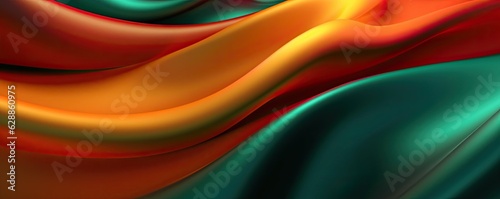 Abstract Background with 3D Wave Bright orange and dark. Generative AI