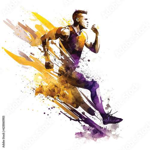 Running athlete watercolor paint ilustration