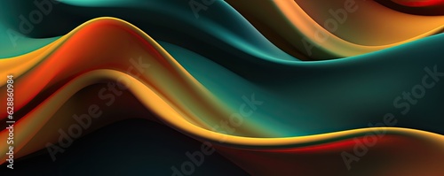 Abstract Background with 3D Wave Bright orange and dark fabric. Generative AI